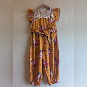 Rare Editions Yellow Floral Dress with Lace